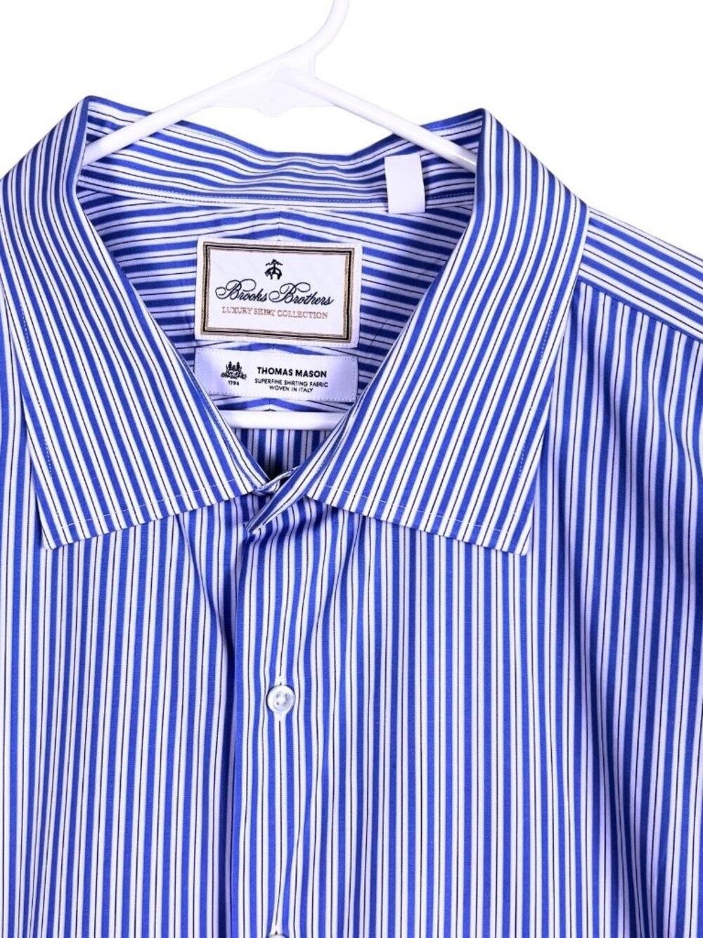 Brooks Brothers Shirt Mens Size 20 Blue Madison Dress Button Up Long Sleeve